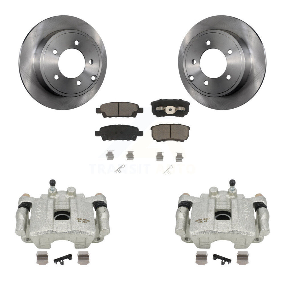 Rear Disc Brake Caliper Rotors And Ceramic Pads Kit For 2008-2009 Dodge Caliber R T SXT With Casting # 3503 KC8-100424C