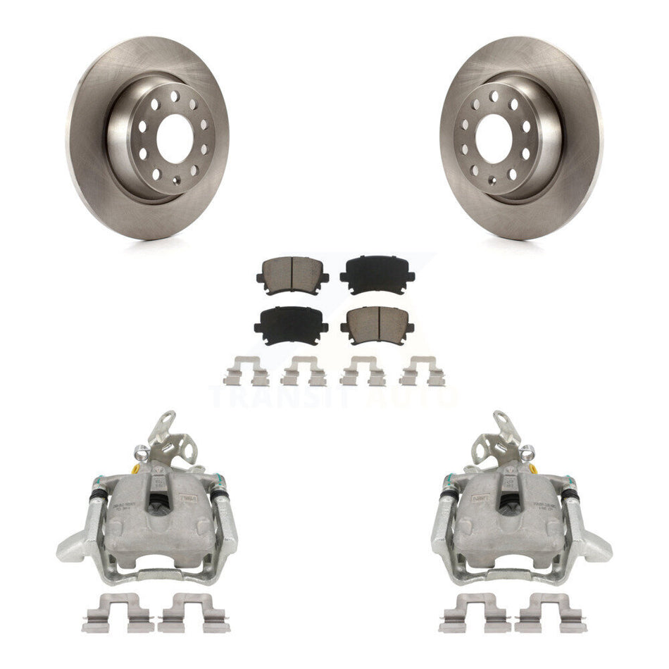 Rear Disc Brake Caliper Rotors And Ceramic Pads Kit For Volkswagen GTI Audi A3 Quattro With 282mm Diameter Rotor KC8-100426C by Transit Auto