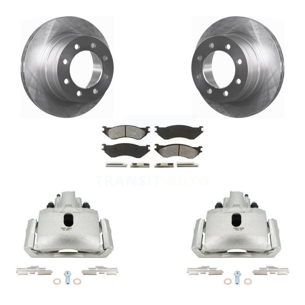 Rear Disc Brake Caliper Rotor Semi-Metallic Pad Kit For Dodge Ram 1500 With 8 Lug Wheels KC8-100426S