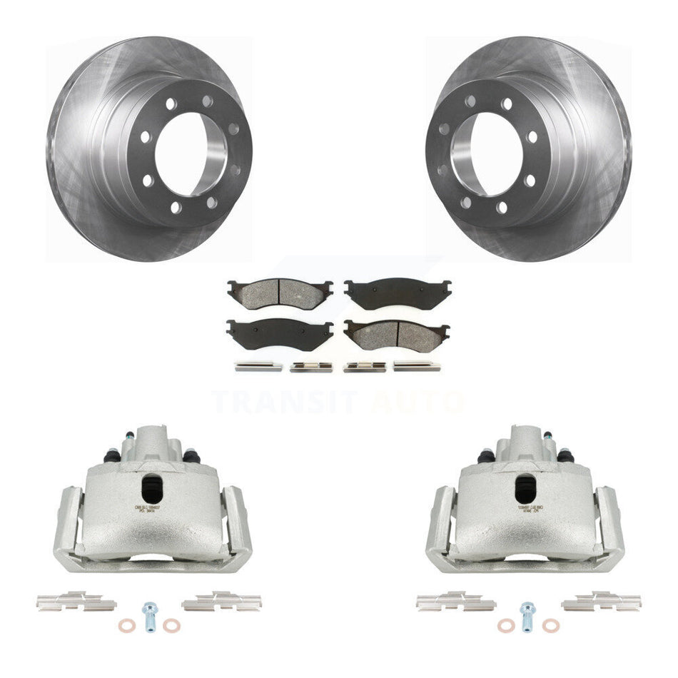 Rear Disc Brake Caliper Rotor Semi-Metallic Pad Kit For Dodge Ram 1500 With 8 Lug Wheels KC8-100426S