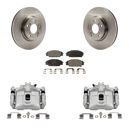 Front Disc Brake Caliper Rotors & Ceramic Pad Kit For 2006-2011 Honda Civic Si with 2.0L KC8-100427T