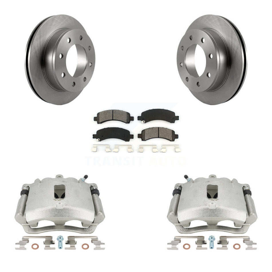 Rear Disc Brake Caliper Rotors And Semi-Metallic Pads Kit For Chevrolet Express 3500 2500 GMC Savana KC8-100428S by Transit Auto