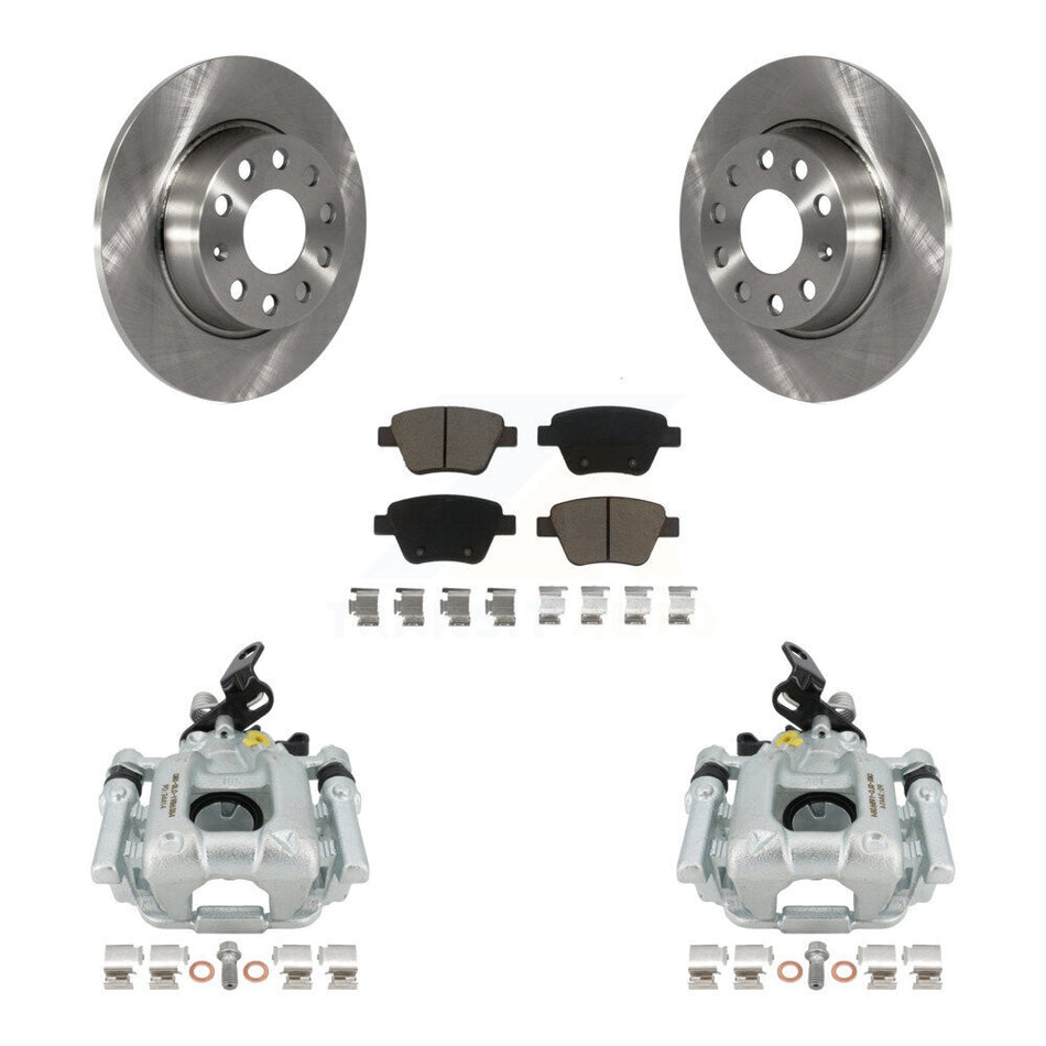 Rear Disc Brake Caliper Rotors And Ceramic Pads Kit For Volkswagen Jetta Passat Golf GTI Beetle Eos Audi A3 Quattro KC8-100431C by Transit Auto