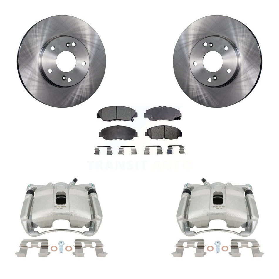 Front Disc Brake Caliper Rotors And Ceramic Pads Kit For 2011 Honda Civic GX with 1.8L KC8-100432T by Transit Auto