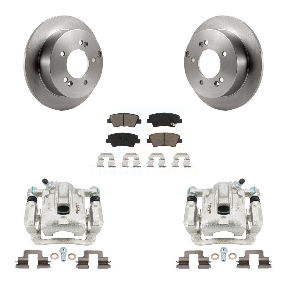 Rear Disc Brake Caliper Rotors And Ceramic Pads Kit For 2009-2010 Hyundai Sonata 2.4L KC8-100433C by Transit Auto