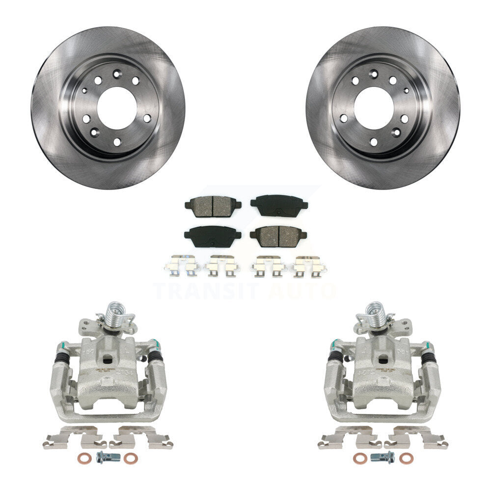 Rear Disc Brake Caliper Rotors And Semi-Metallic Pads Kit For Ford Fusion Mazda 6 Lincoln MKZ Mercury Milan Zephyr KC8-100434S by Transit Auto