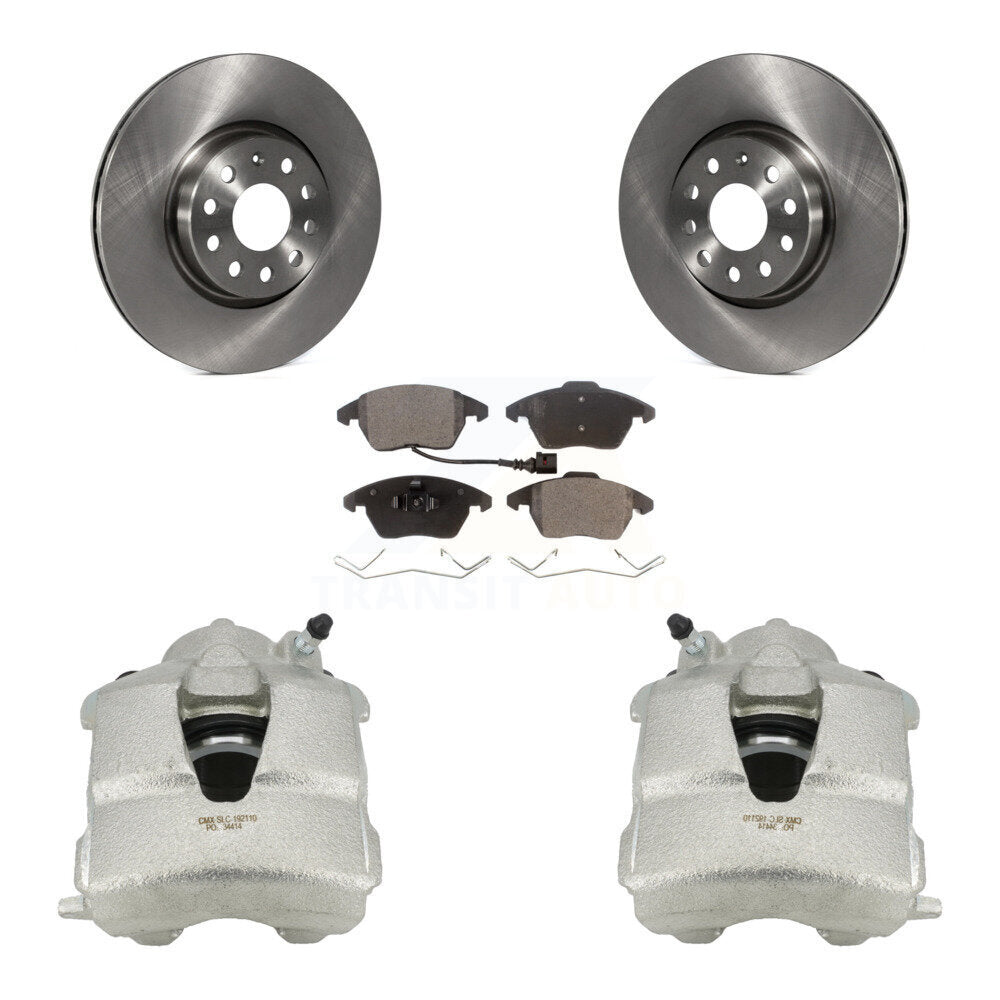 Front Disc Brake Caliper Rotors And Ceramic Pads Kit For Volkswagen Jetta KC8-100438T by Transit Auto