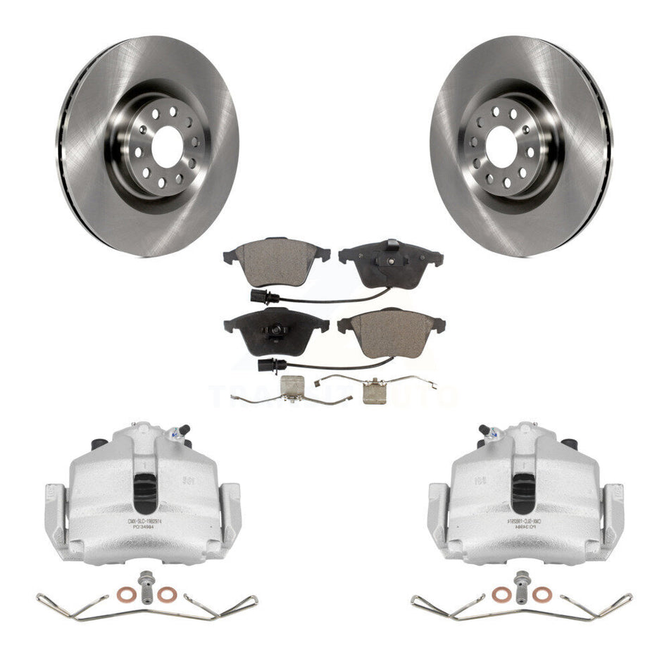 Front Disc Brake Caliper Rotor & Ceramic Pad Kit For 2013 Volkswagen Golf Base Sportline Trendline Comfortline Highline TDI With 345mm Diameter KC8-100444T