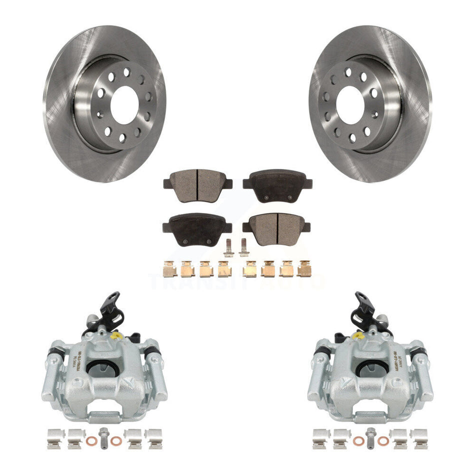Rear Disc Brake Caliper Rotors And Semi-Metallic Pads Kit For Volkswagen Jetta Passat Golf GTI Beetle Eos Audi A3 Quattro KC8-100446P