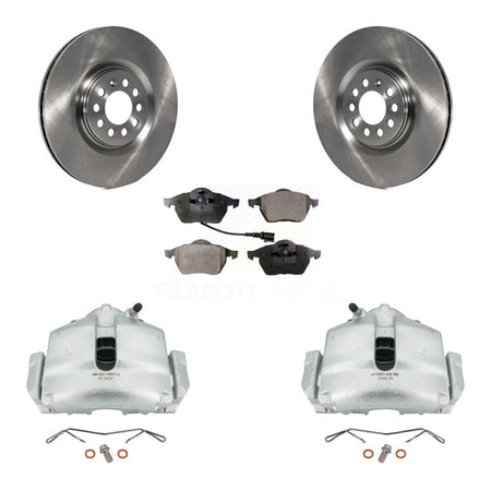 Front Disc Brake Caliper Rotors And Ceramic Pads Kit For 2005 Volkswagen Jetta 2.5L With 312mm Diameter Rotor 7th 8th Digit Of VIN Is "9M" Or "1J" KC8-100447T by Transit Auto