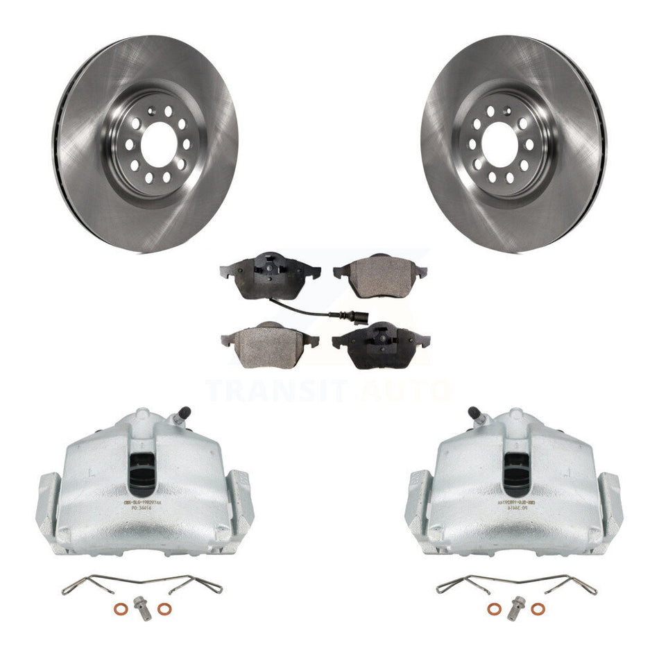 Front Disc Brake Caliper Rotors And Ceramic Pads Kit For 2005 Volkswagen Jetta 2.5L With 312mm Diameter Rotor 7th 8th Digit Of VIN Is "9M" Or "1J" KC8-100447T
