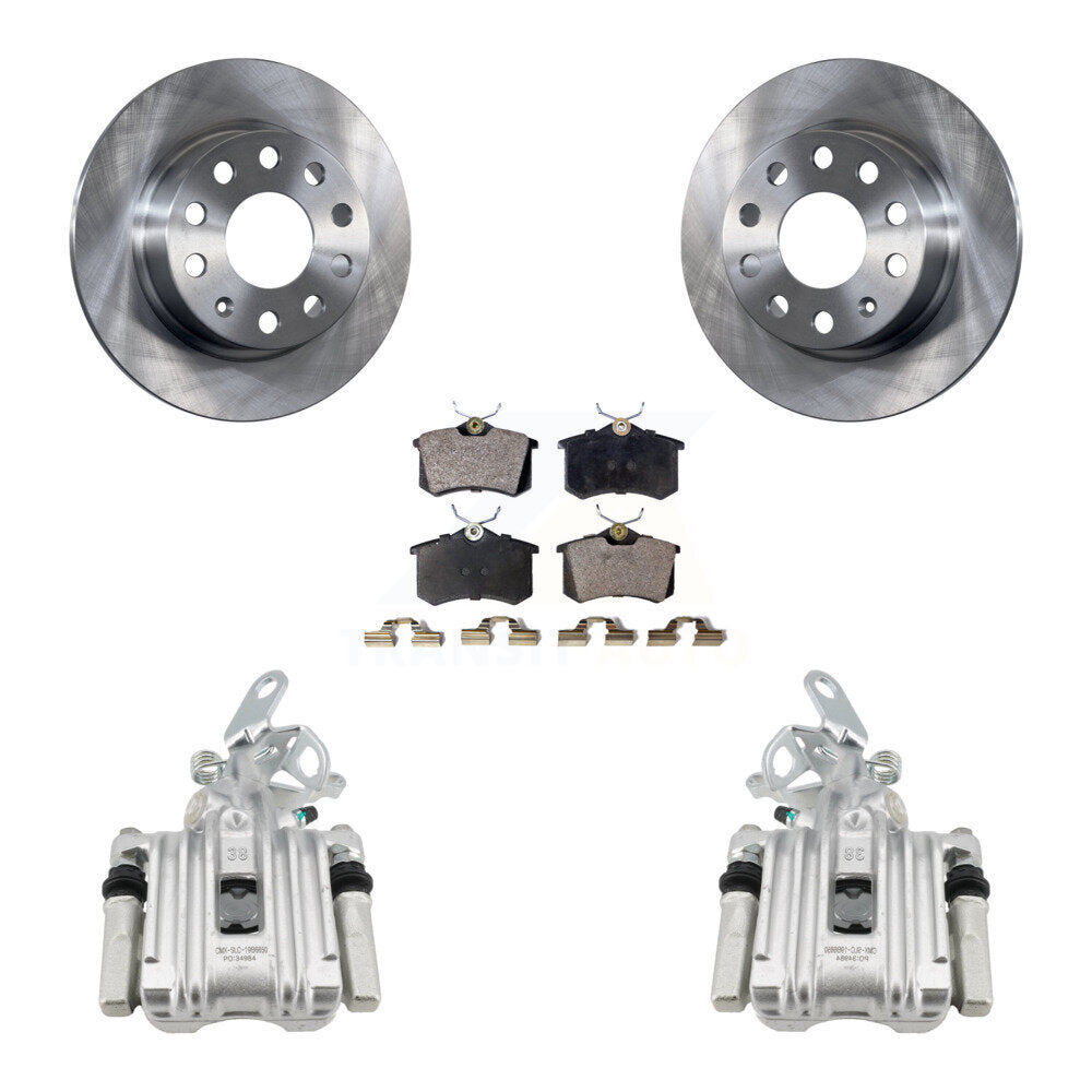 Rear Disc Brake Caliper Rotors Semi-Metallic Pad Kit For Volkswagen Jetta Beetle Audi A3 KC8-100449P
