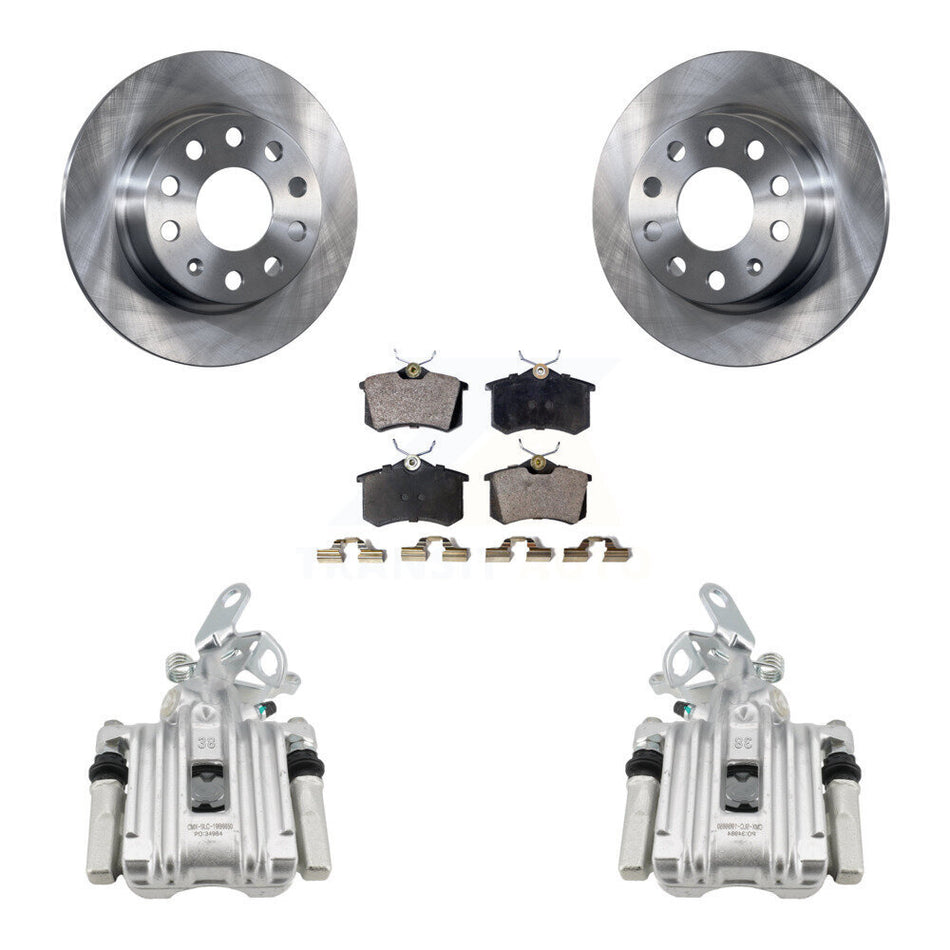 Rear Disc Brake Caliper Rotors Semi-Metallic Pad Kit For Volkswagen Jetta Beetle Audi A3 KC8-100449P