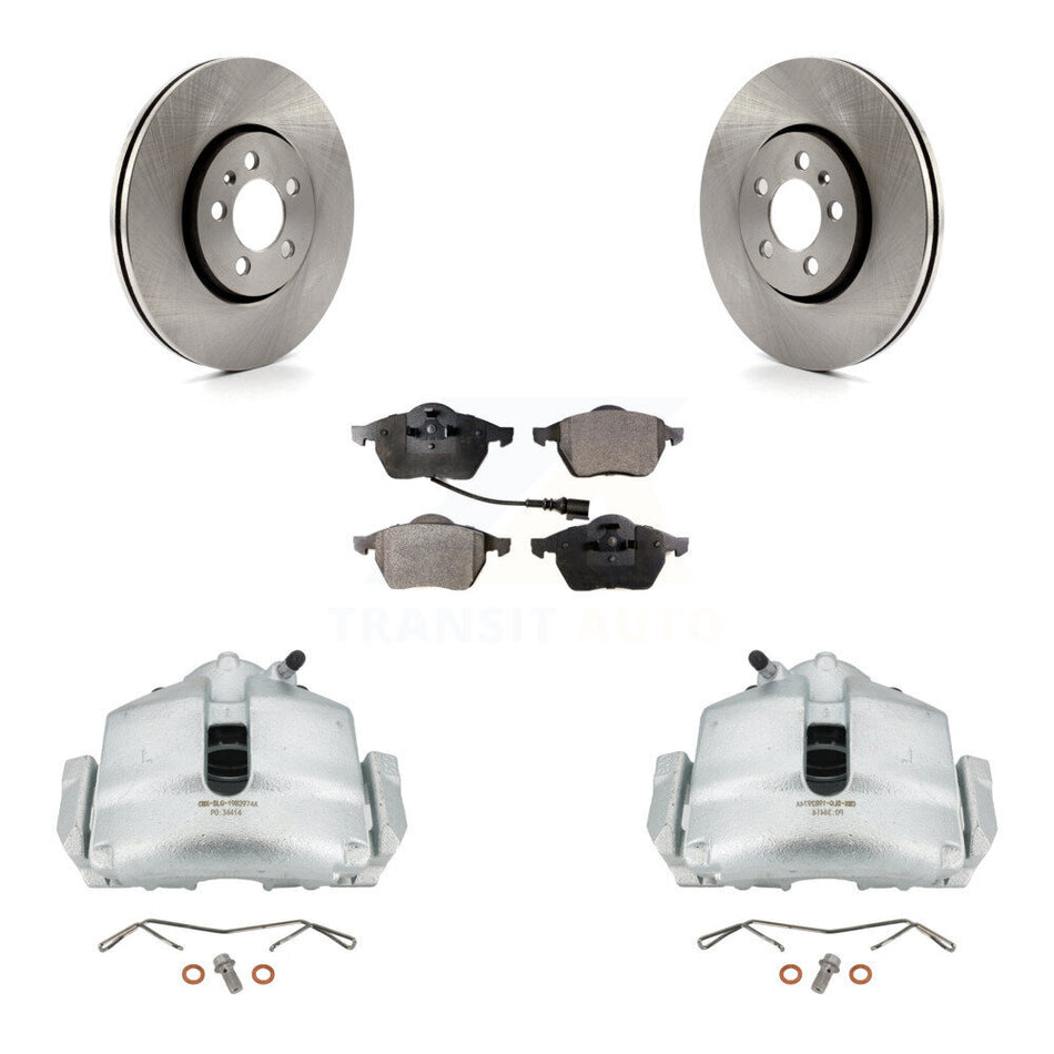 Front Disc Brake Caliper Rotors And Ceramic Pads Kit For 2006 Volkswagen Jetta 2.0L With 288mm Diameter Rotor 7th 8th Digit Of VIN Is "9M" Or "1J" KC8-100450T