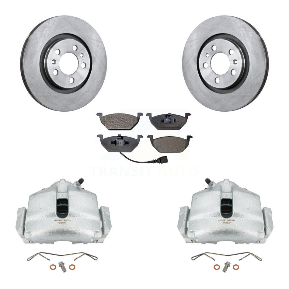 Front Disc Brake Caliper Rotors And Ceramic Pads Kit For 2006 Volkswagen Jetta 2.0L With 280mm Diameter Rotor 7th 8th Digit Of VIN Is "9M" Or "1J" KC8-100452T