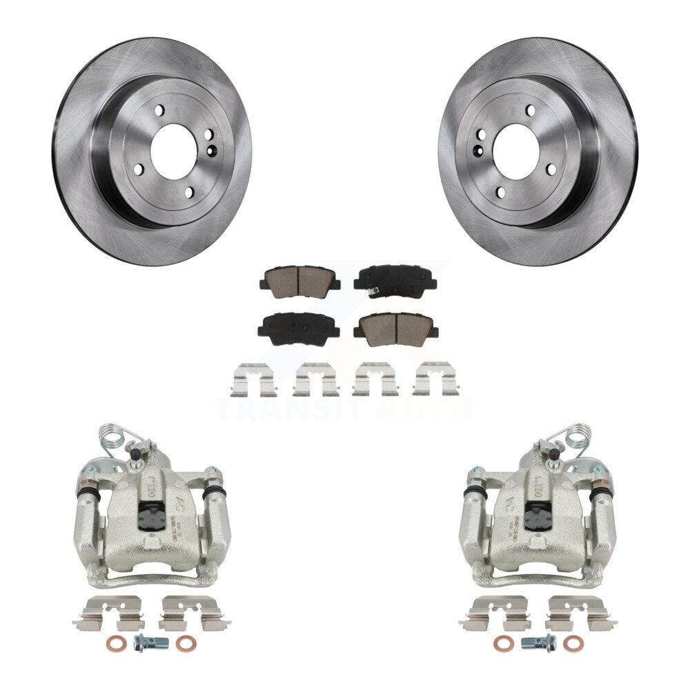 Rear Disc Brake Caliper Rotors And Ceramic Pads Kit For 2012-2016 Hyundai Accent KC8-100453C by Transit Auto