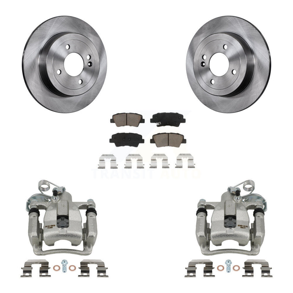 Rear Disc Brake Caliper Rotors And Ceramic Pads Kit For 2012-2016 Hyundai Accent KC8-100453C