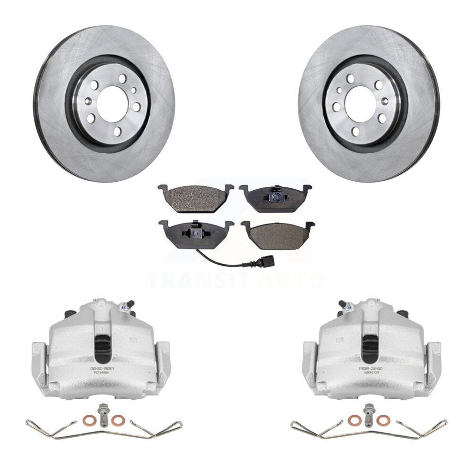 Front Disc Brake Caliper Rotors And Ceramic Pads Kit For 2006 Volkswagen Jetta 2.5L 1.9L With 280mm Diameter Rotor 7th 8th Digit Of VIN Is "9M" Or "1J" KC8-100453T