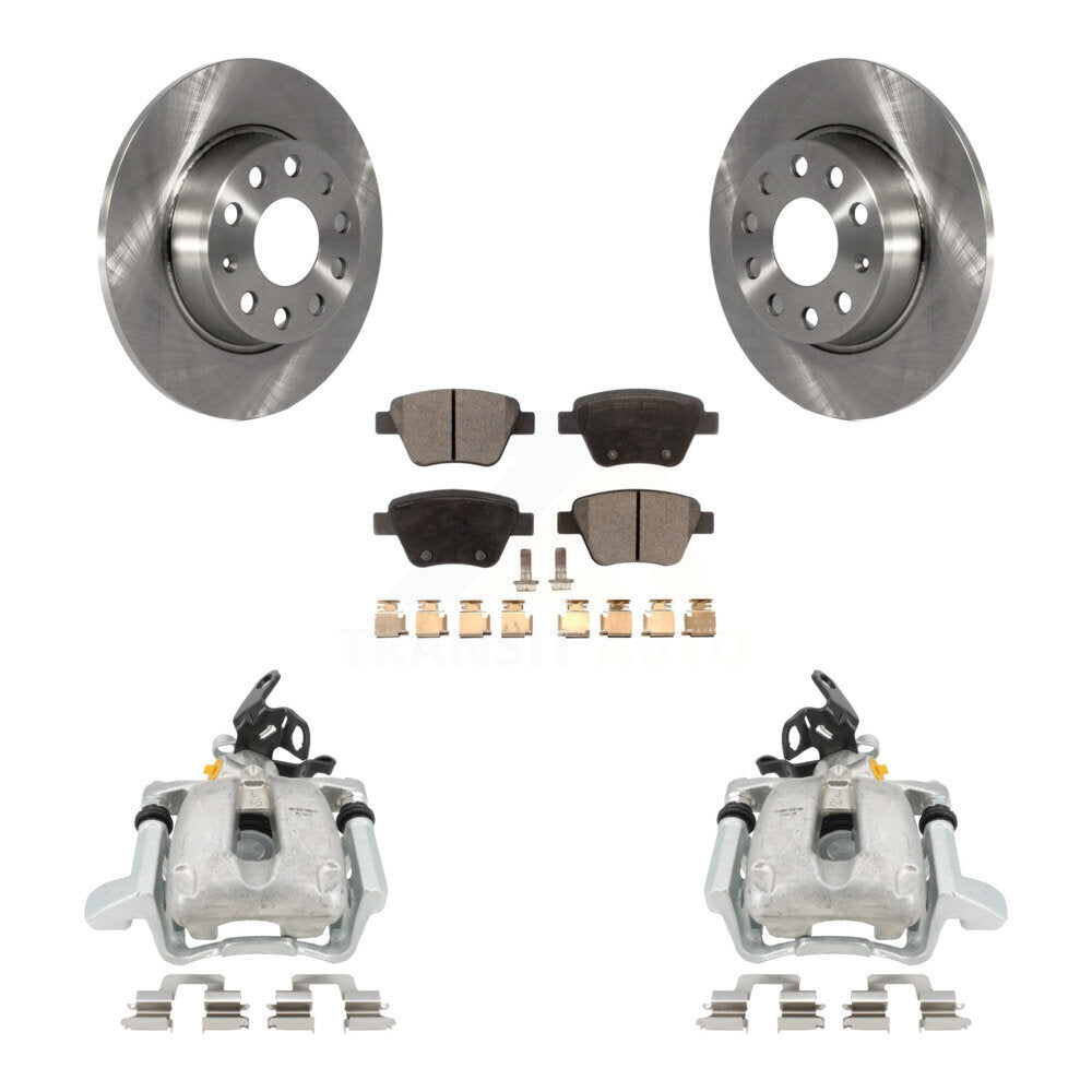 Rear Disc Brake Caliper Rotors And Semi-Metallic Pads Kit For 2010 Volkswagen Jetta TDI Cup Edition with 2.0L DIESEL engine With 272mm Diameter Rotor KC8-100457P by Transit Auto