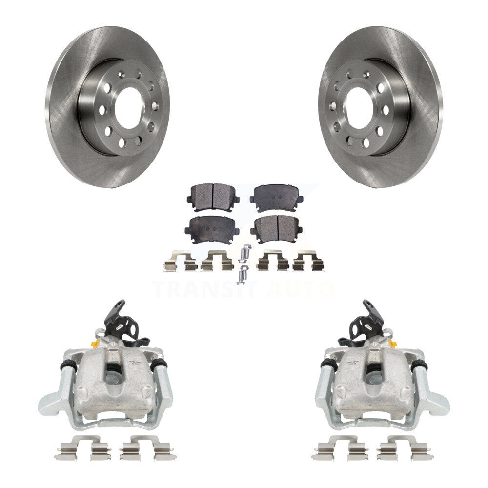 Rear Disc Brake Caliper Rotors And Semi-Metallic Pads Kit For Volkswagen Jetta With 260mm Diameter Rotor KC8-100458P by Transit Auto