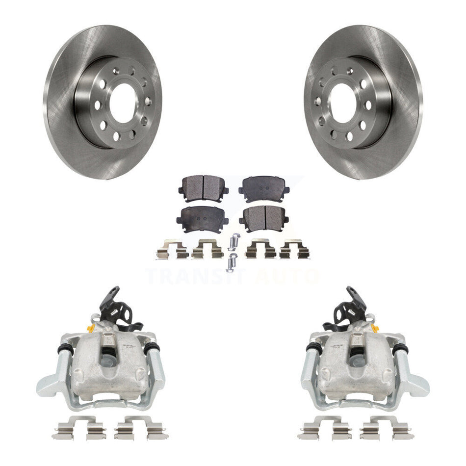 Rear Disc Brake Caliper Rotors And Semi-Metallic Pads Kit For Volkswagen Jetta With 260mm Diameter Rotor KC8-100458P by Transit Auto