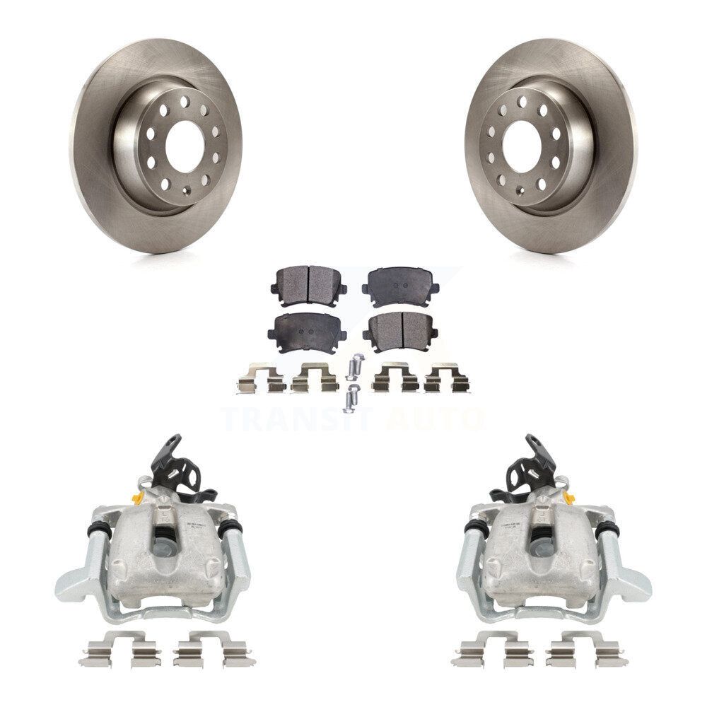 Rear Disc Brake Caliper Rotors And Semi-Metallic Pads Kit For 2010 Volkswagen Jetta TDI Cup Edition with 2.0L DIESEL engine With 282mm Diameter Rotor KC8-100459P by Transit Auto