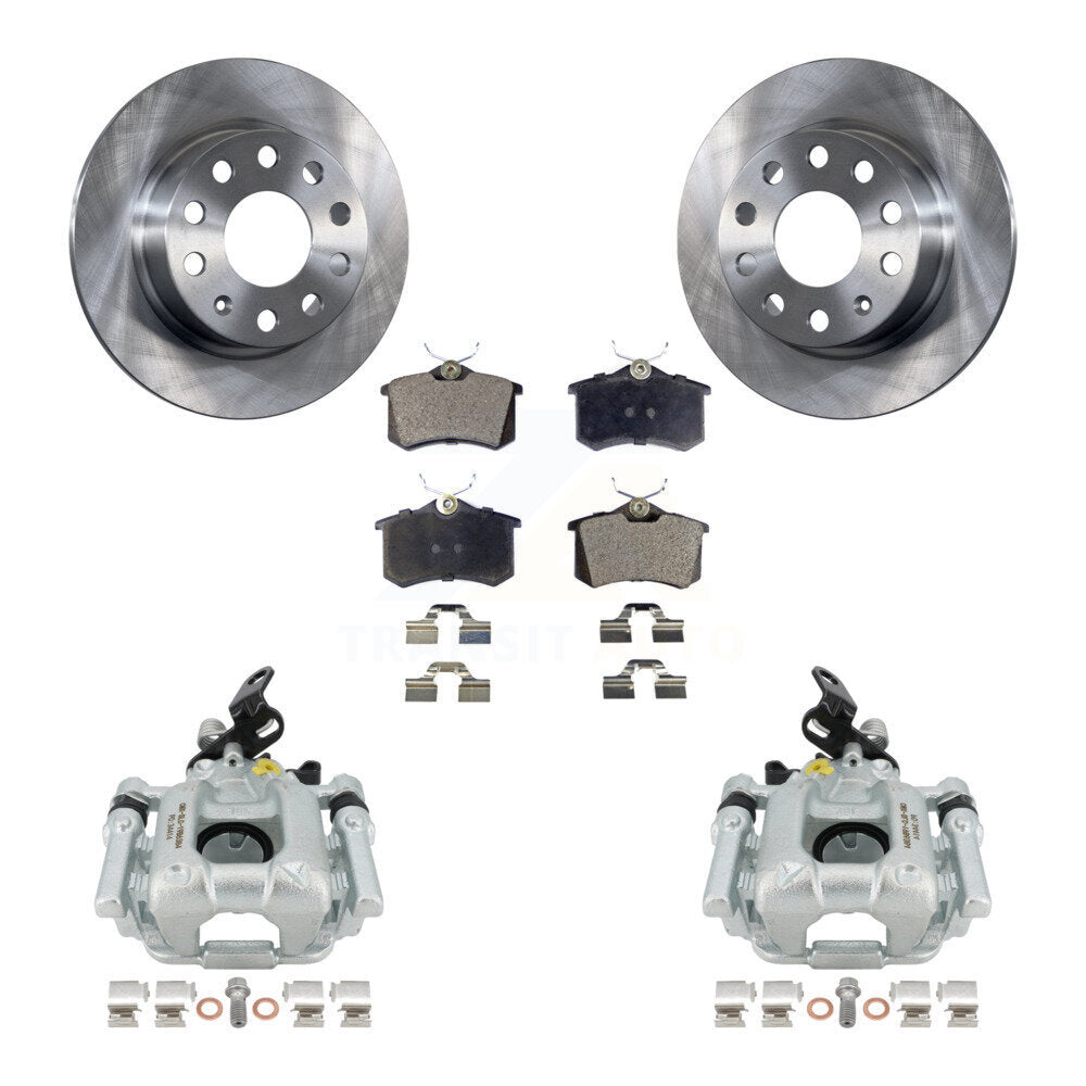 Rear Disc Brake Caliper Rotors And Semi-Metallic Pads Kit For 2011 Volkswagen Jetta With 253mm Diameter Rotor KC8-100460P by Transit Auto