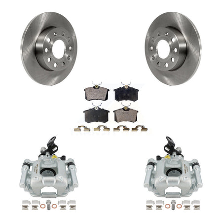 Rear Disc Brake Caliper Rotors And Semi-Metallic Pads Kit For 2011 Volkswagen Golf 2.0L With 256mm Diameter Rotor KC8-100461P by Transit Auto