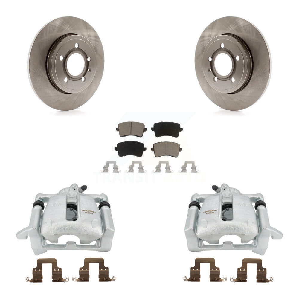 Rear Disc Brake Caliper Rotors And Ceramic Pads Kit For 2009 Audi A4 Quattro Sedan Wagon With 288mm Diameter Rotor KC8-100462C by Transit Auto