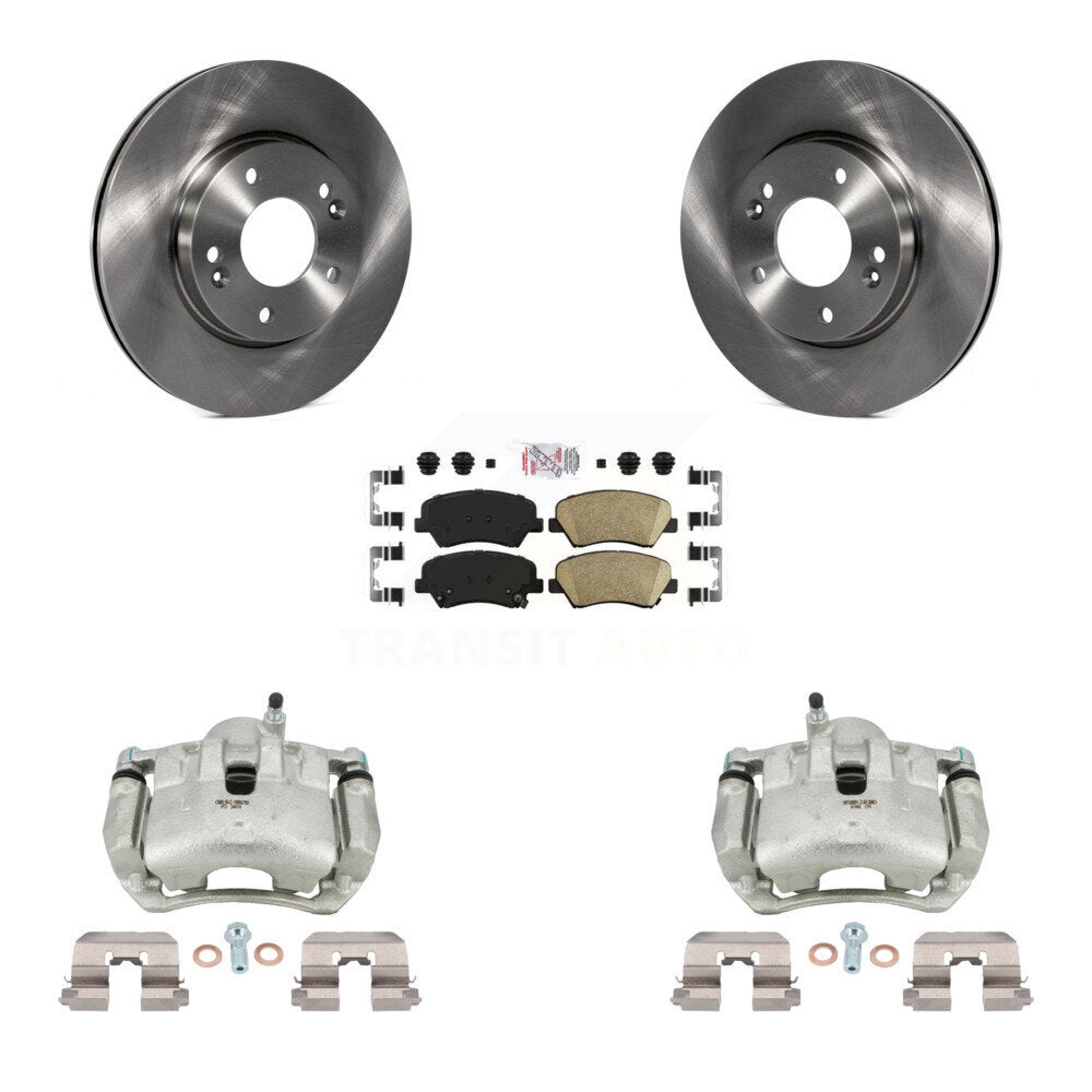 Front Brake Caliper Rotor Ceramic Pad Kit For Hyundai Elantra GT Kia Forte Veloster Koup KC8-100465N