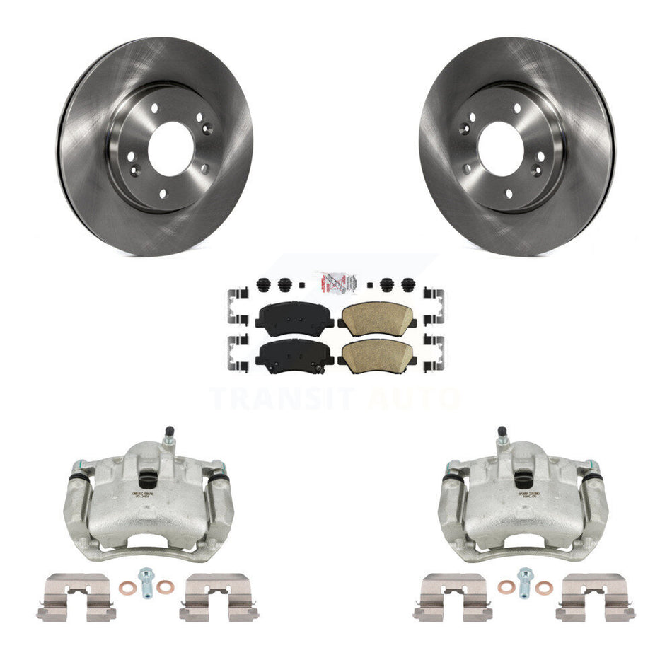 Front Brake Caliper Rotor Ceramic Pad Kit For Hyundai Elantra GT Kia Forte Veloster Koup KC8-100465N