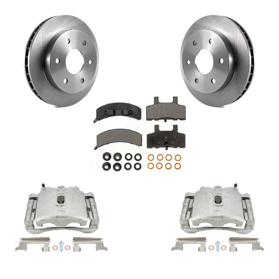 Front Disc Brake Caliper Rotors And Ceramic Pads Kit For 2000 Chevrolet Tahoe 4WD with 5.3L 4.8L With Rear Drum Brakes KC8-100470T by Transit Auto