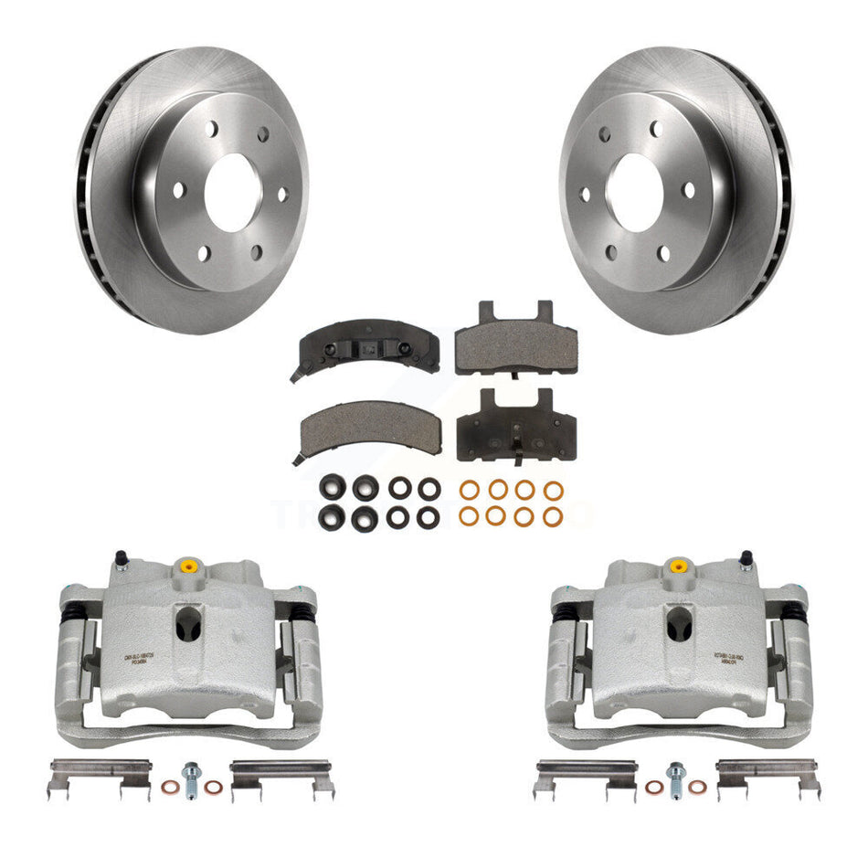 Front Disc Brake Caliper Rotors And Ceramic Pads Kit For 2000 Chevrolet Tahoe 4WD with 5.3L 4.8L With Rear Drum Brakes KC8-100470T