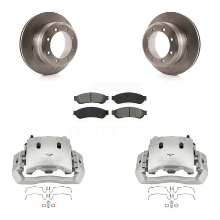 Rear Disc Brake Caliper Rotors And Semi-Metallic Pads Kit For Ford F-450 Super Duty KC8-100471S