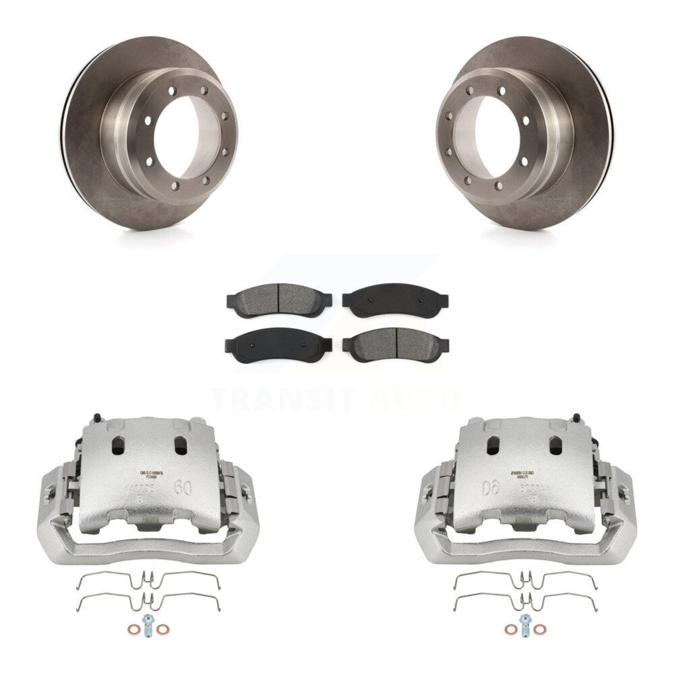 Rear Disc Brake Caliper Rotors And Semi-Metallic Pads Kit For Ford F-450 Super Duty KC8-100471S
