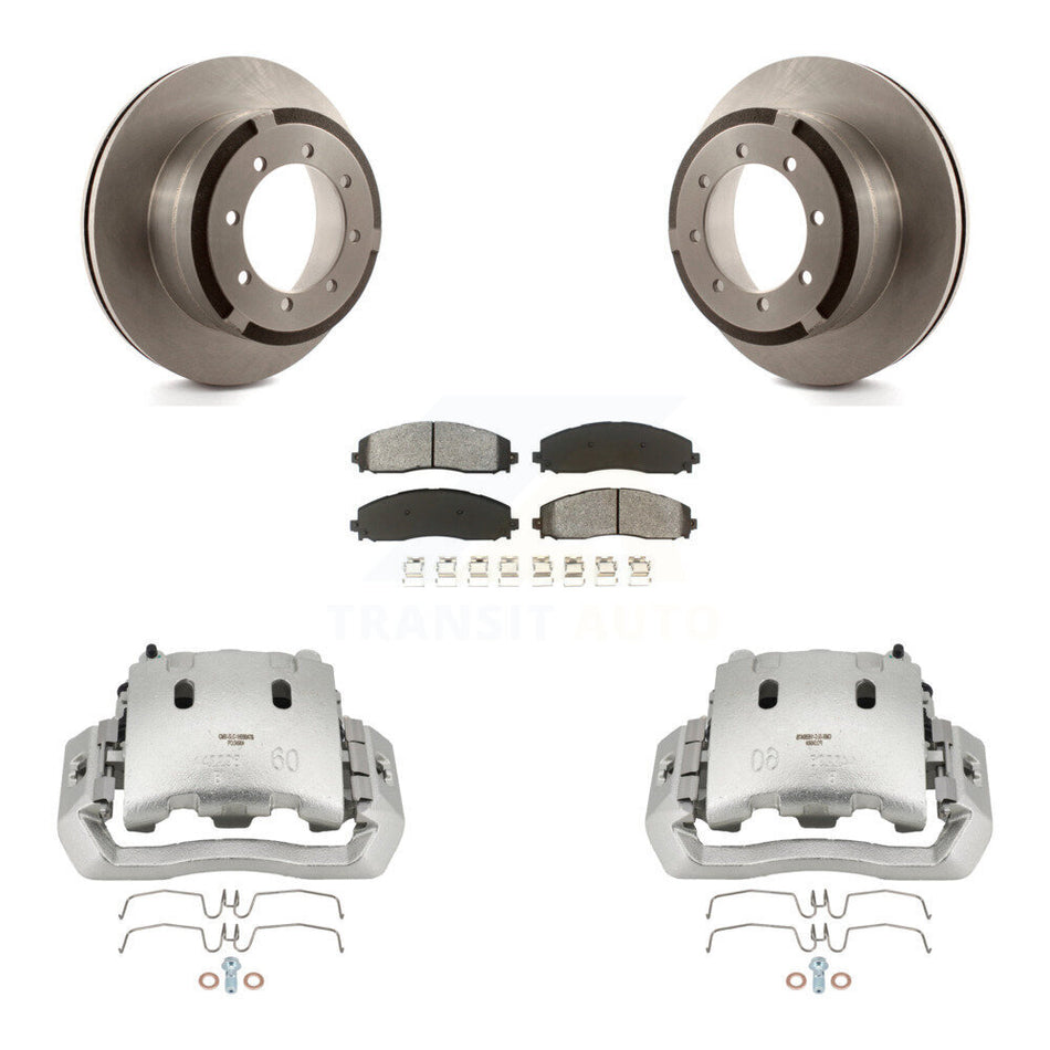 Rear Disc Brake Caliper Rotors And Semi-Metallic Pads Kit For Ford F-450 Super Duty KC8-100473S