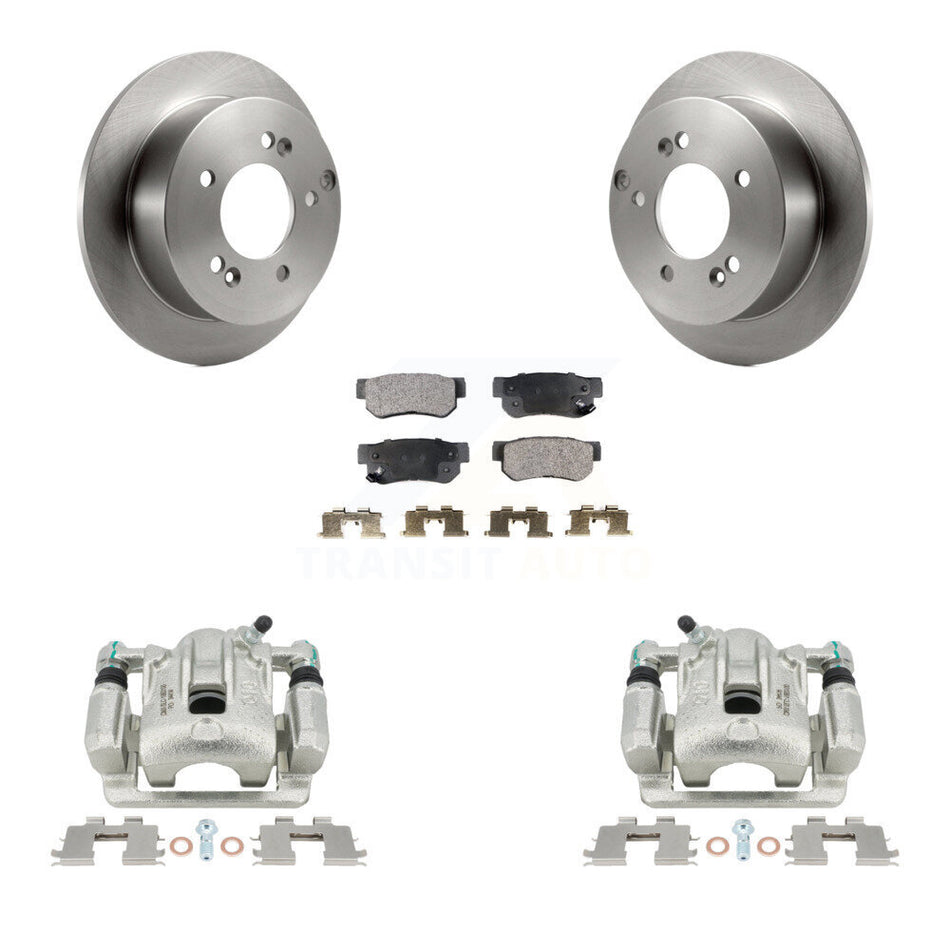 Rear Disc Brake Caliper Rotors And Semi-Metallic Pads Kit For Kia Sportage Hyundai Tucson FWD KC8-100478P by Transit Auto