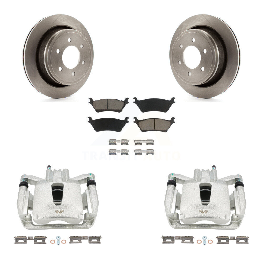 Rear Disc Brake Caliper Rotors And Ceramic Pads Kit For Ford F-150 KC8-100484C by Transit Auto