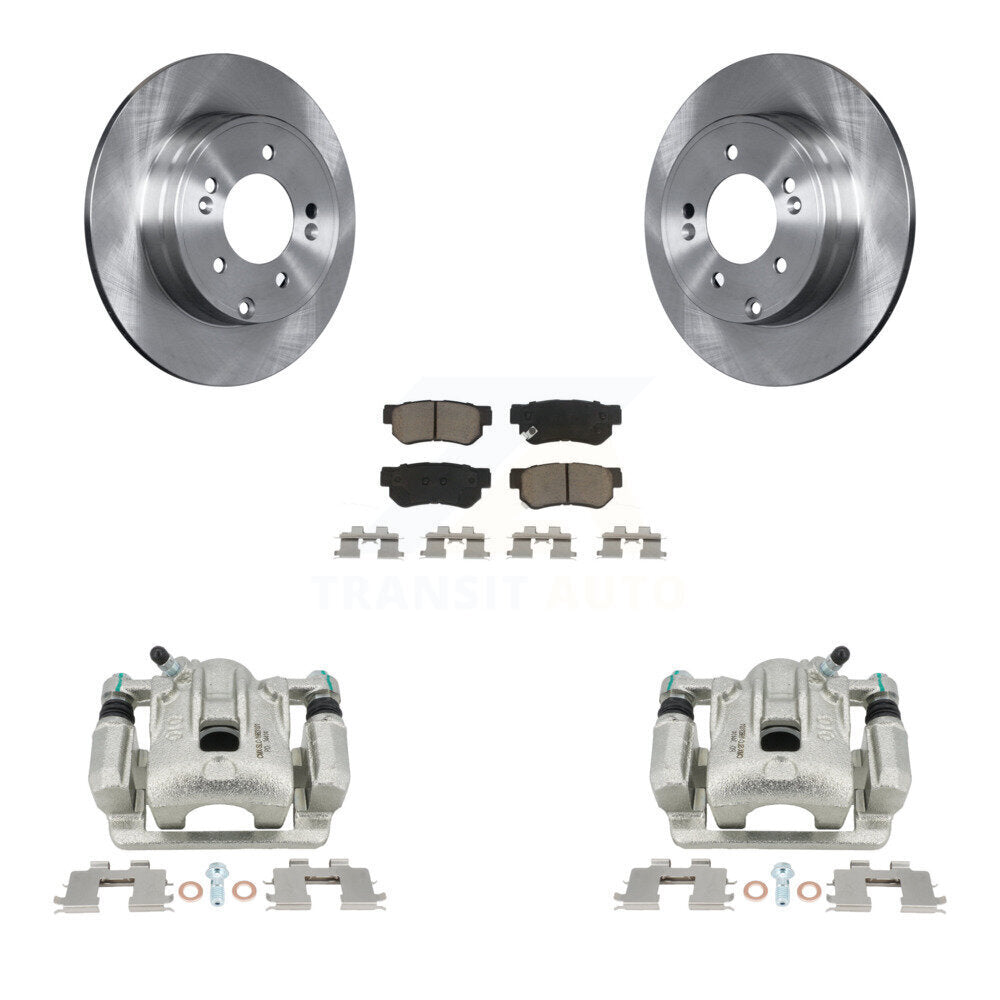 Rear Disc Brake Caliper Rotors And Ceramic Pads Kit For 2006 Hyundai Sonata 3.3L To 03 06 KC8-100485C by Transit Auto