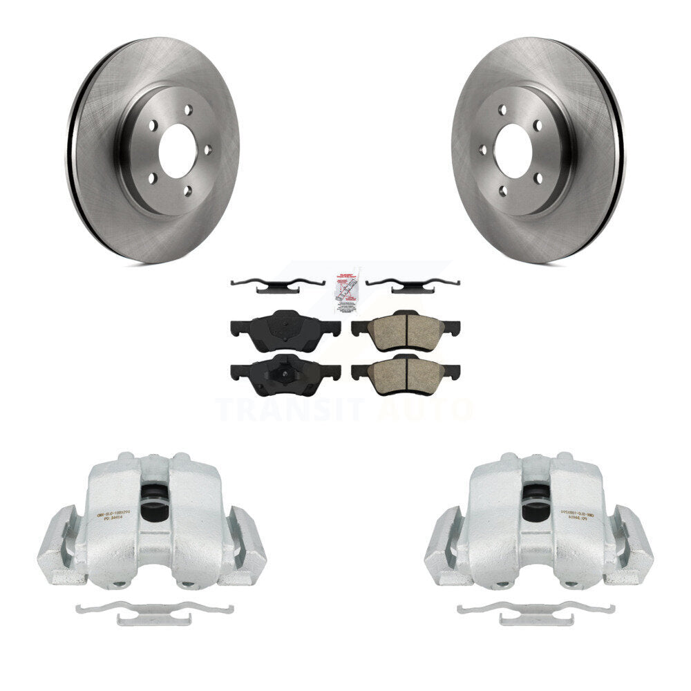 Front Disc Brake Caliper Rotors And Semi-Metallic Pads Kit For Ford Escape Mercury Mariner Mazda Tribute KC8-100491N by Transit Auto