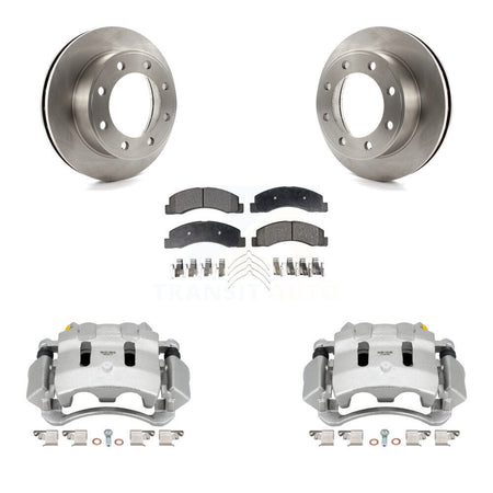 Front Disc Brake Caliper Rotor Ceramic Pad Kit For Ford F-350 Super Duty F-250 Excursion KC8-100492T