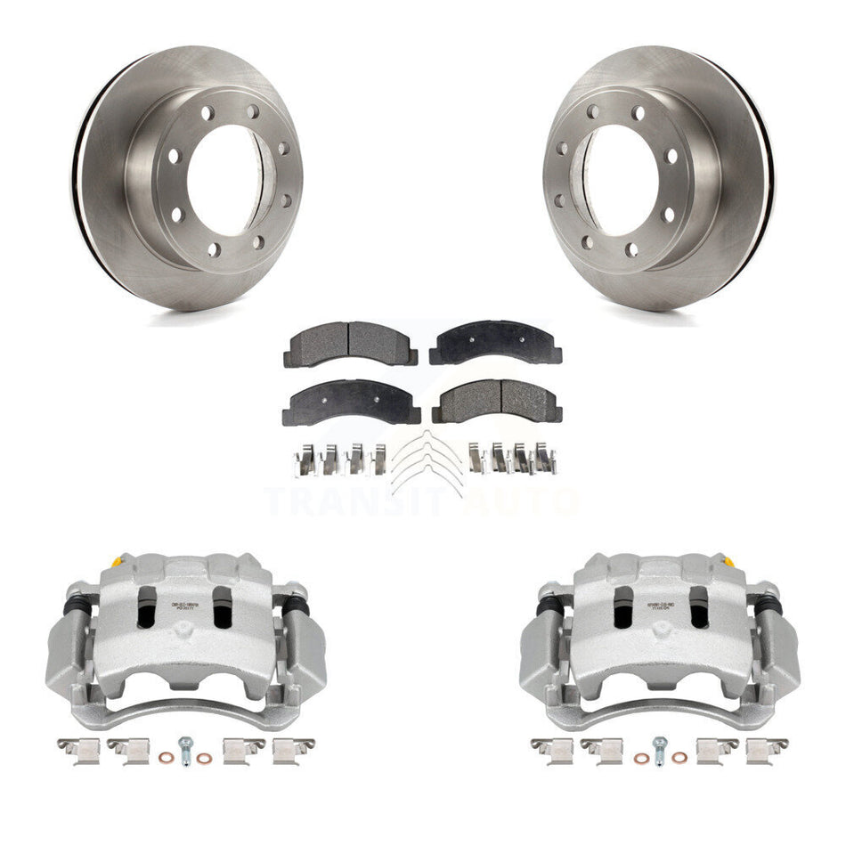 Front Disc Brake Caliper Rotor Ceramic Pad Kit For Ford F-350 Super Duty F-250 Excursion KC8-100492T