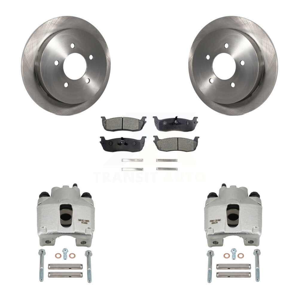 Rear Disc Brake Caliper Rotors And Semi-Metallic Pads Kit For Lincoln Blackwood KC8-100493P
