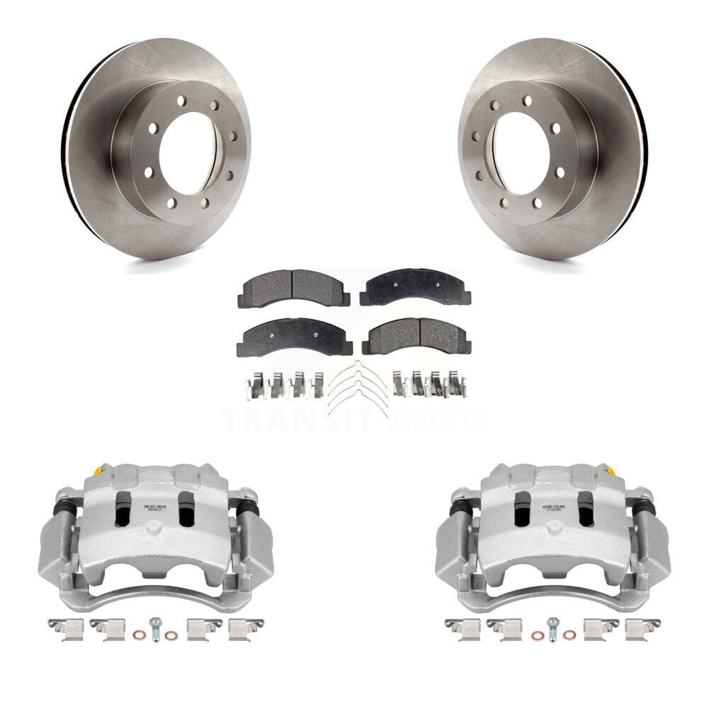 Front Disc Brake Caliper Rotors And Ceramic Pads Kit For Ford F-350 Super Duty F-250 KC8-100493T