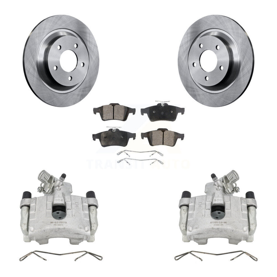 Rear Disc Brake Caliper Rotors And Semi-Metallic Pads Kit For Mazda 5 KC8-100501P by Transit Auto