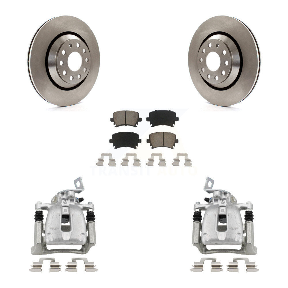 Rear Disc Brake Caliper Rotors And Ceramic Pads Kit For 2009 Volkswagen Passat CC KC8-100503C