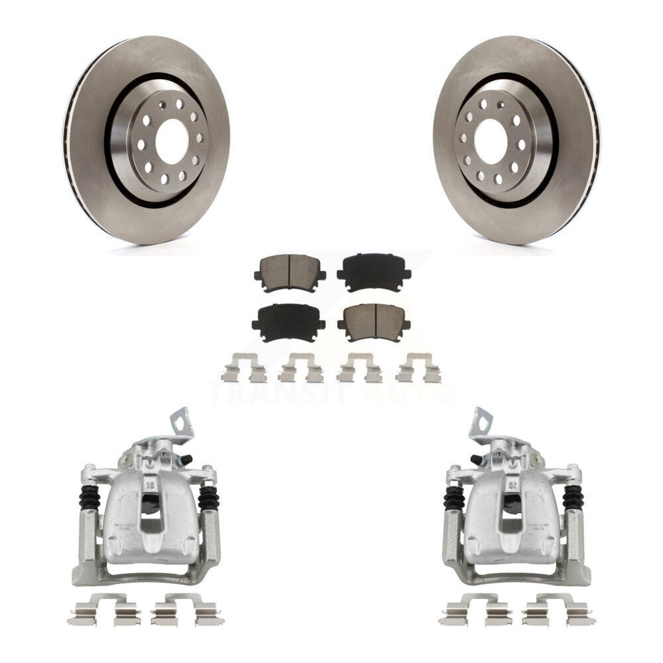 Rear Disc Brake Caliper Rotors And Ceramic Pads Kit For 2009 Volkswagen Passat CC KC8-100503C