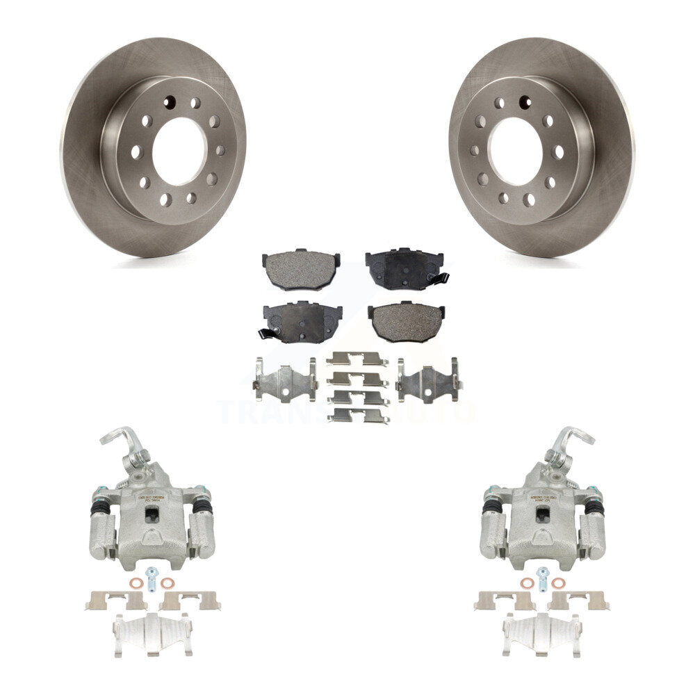 Rear Disc Brake Caliper Rotors And Semi-Metallic Pads Kit For Hyundai Tiburon KC8-100504P by Transit Auto