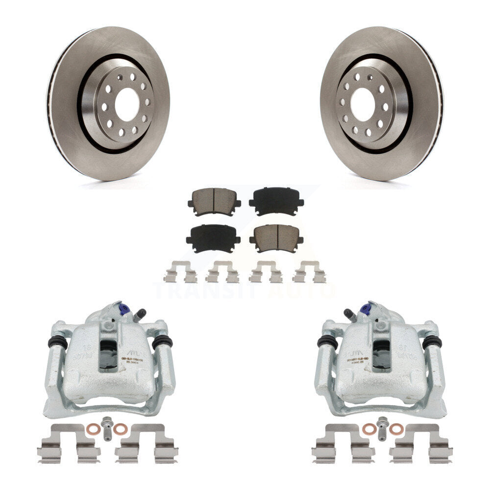 Rear Disc Brake Caliper Rotors And Ceramic Pads Kit For Volkswagen CC Passat KC8-100505C by Transit Auto