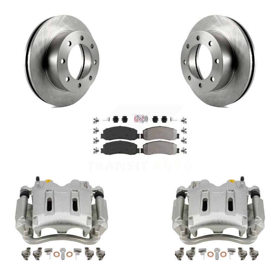 Front Disc Brake Caliper Rotors And Semi-Metallic Pads Kit For Ford F-350 Super Duty F-250 4WD KC8-100510N